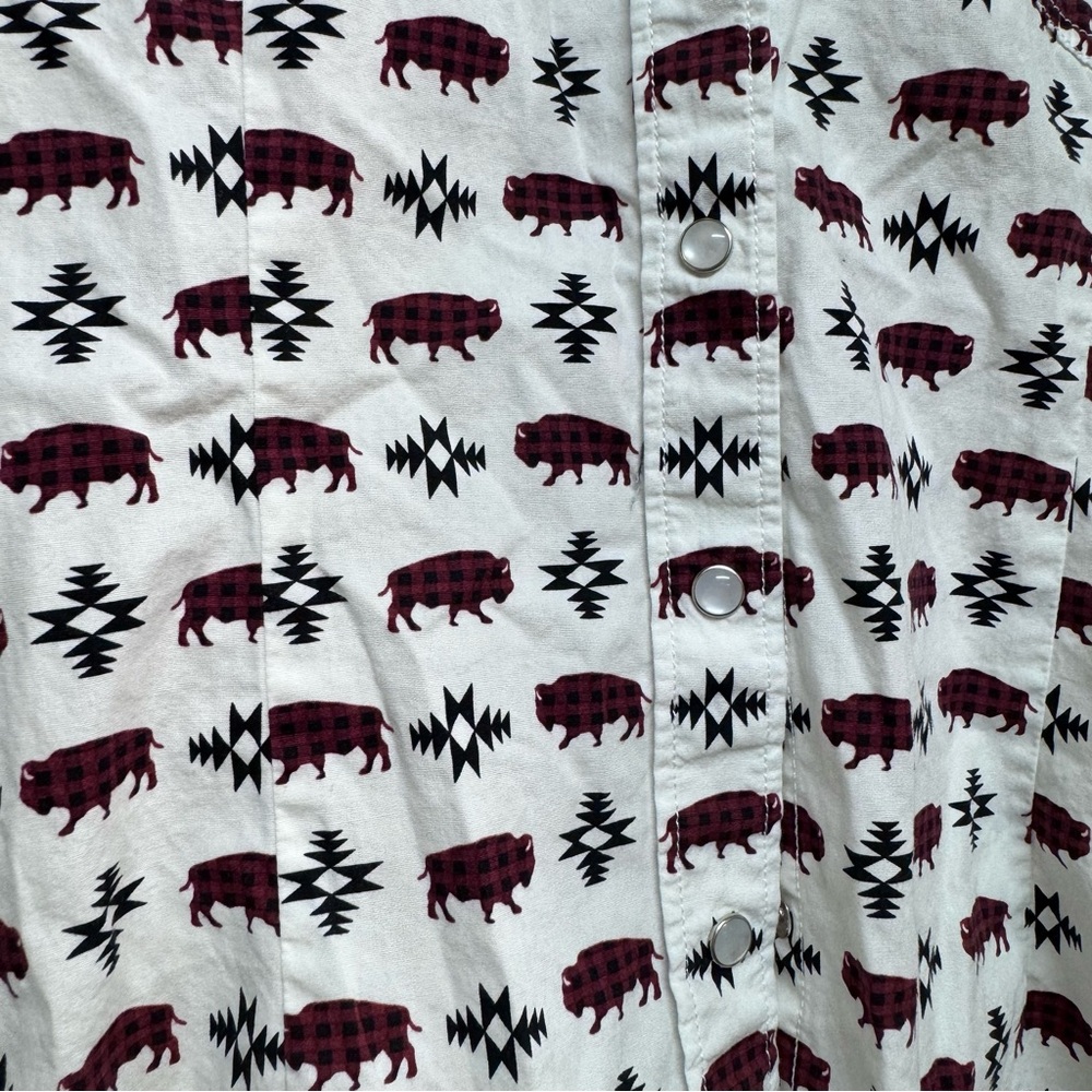 Panhandle Rough Stock Pearl Snap Long Sleeve  Shirt Buffalo Aztec Western Size S - Picture 2 of 5